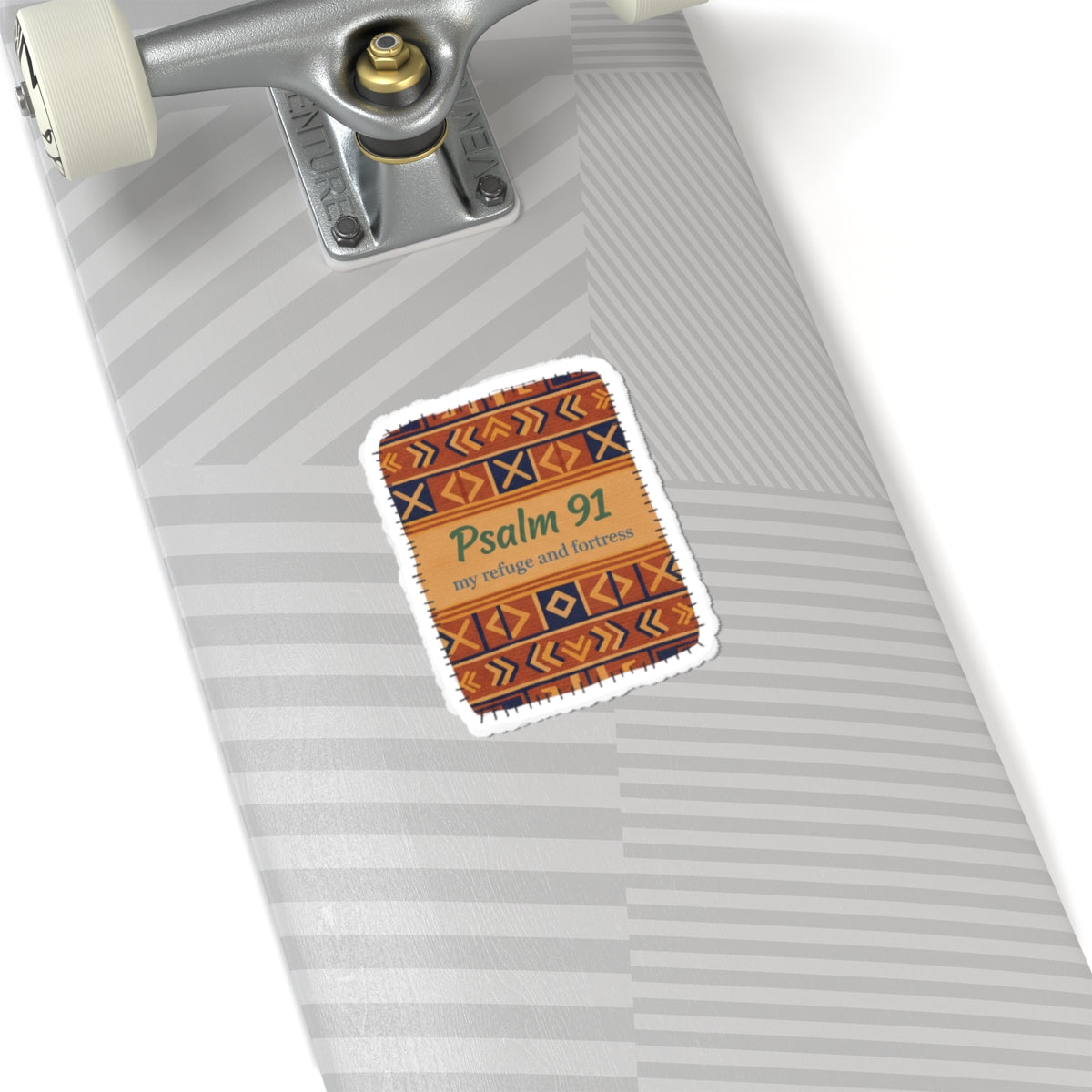 Mudcloth Psalm 91 Sticker | Afro-Bohemian Mudcloth Pattern, Indigo & Earth Tones