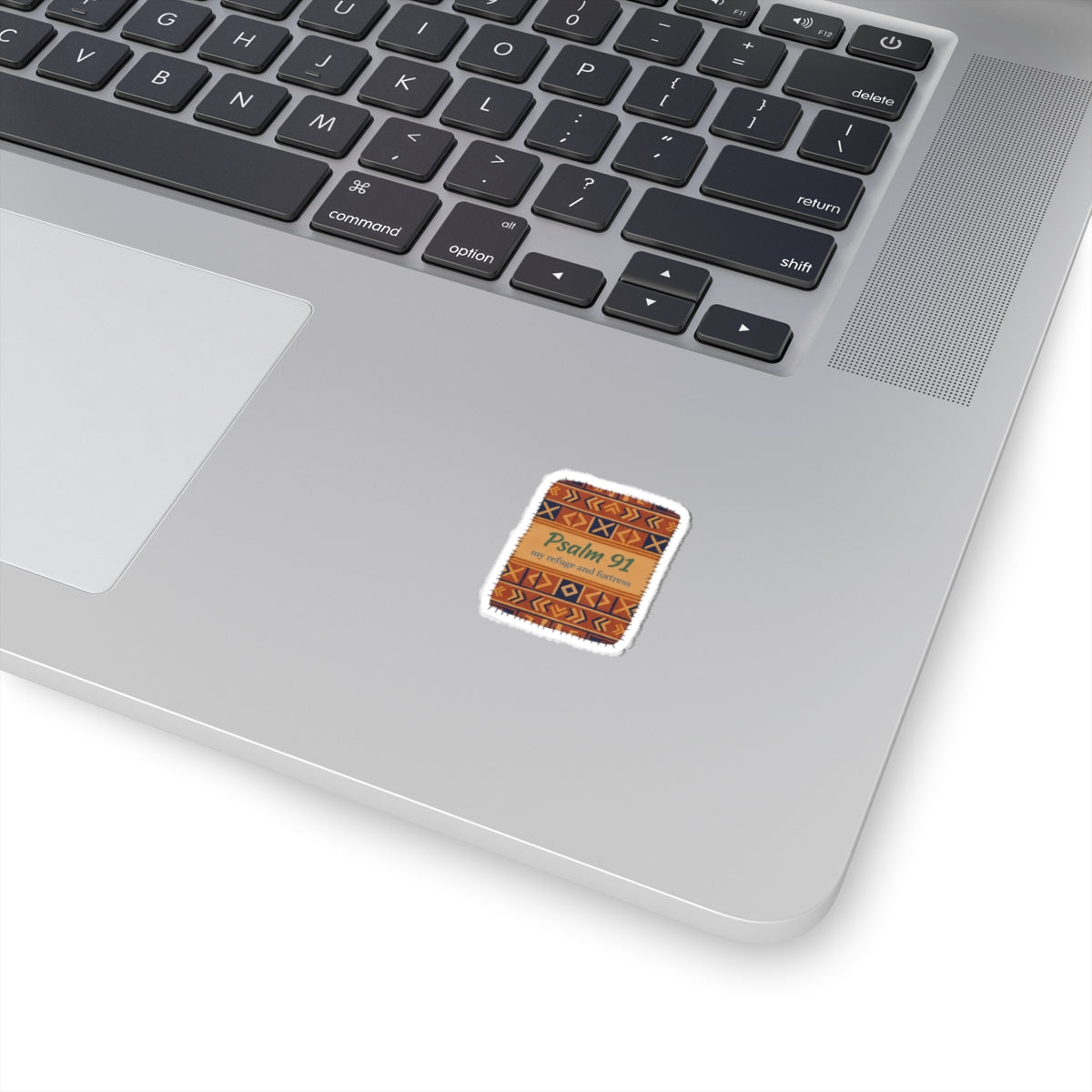 Mudcloth Psalm 91 Sticker | Afro-Bohemian Mudcloth Pattern, Indigo & Earth Tones