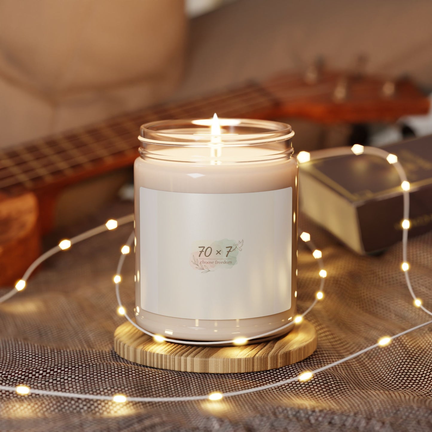 70 x 7 Slogan Candle, Soy Candle, Positive Micro-Optimism, Pastel Minimal