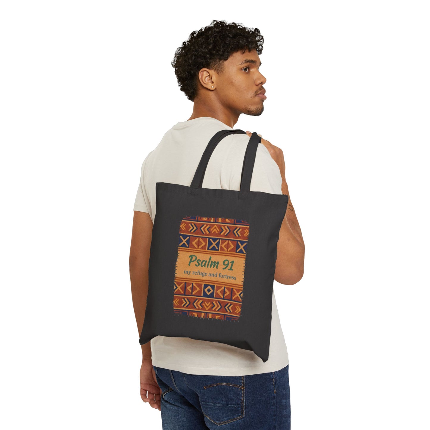 Mudcloth Indigo Motif Tote | Cotton Canvas Tote, Afro-Bohemian Tribal Pattern