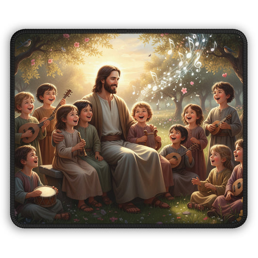 Jesus with Children Gaming Mouse Pad — Inspirational Christian Desk Mat