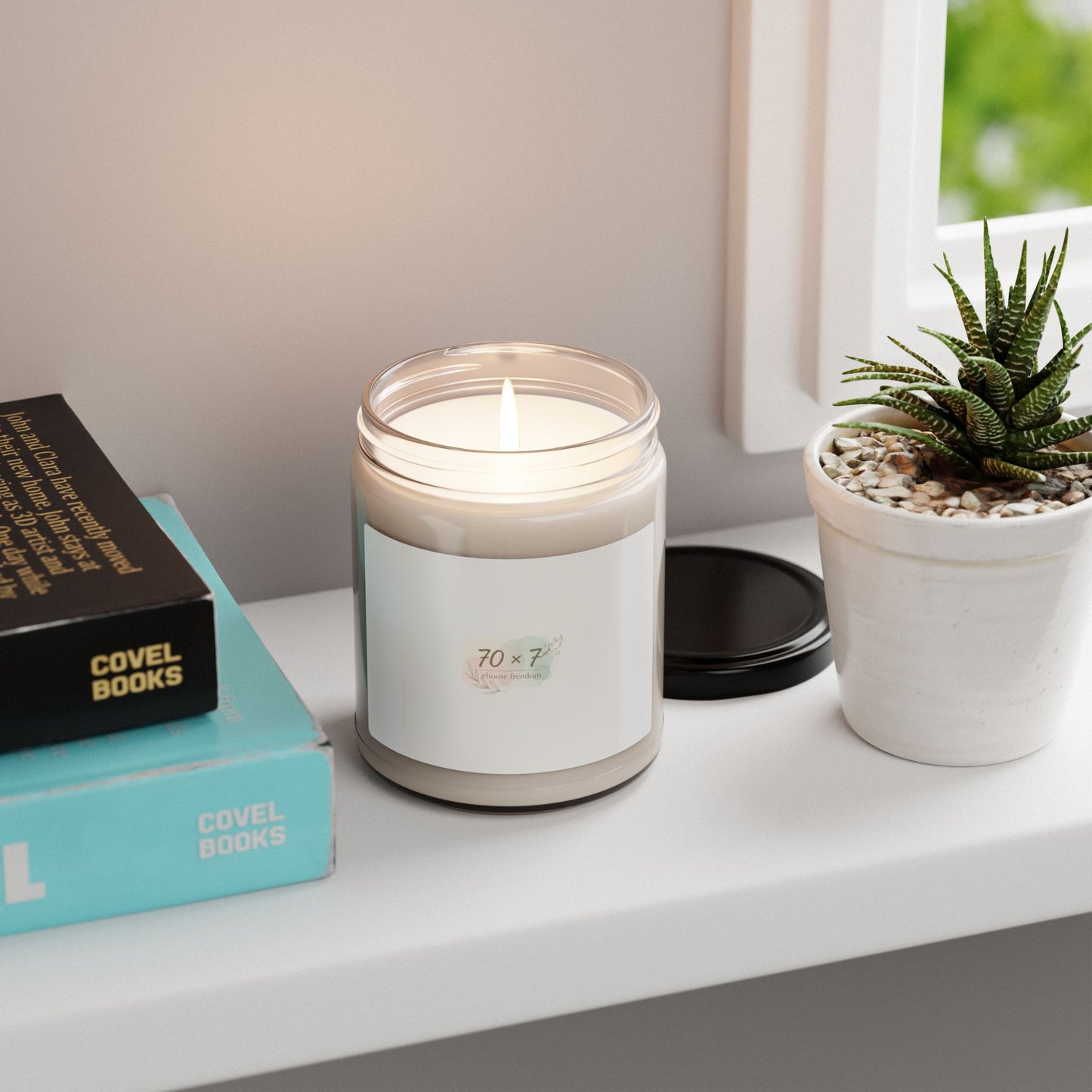 70 x 7 Slogan Candle, Soy Candle, Positive Micro-Optimism, Pastel Minimal