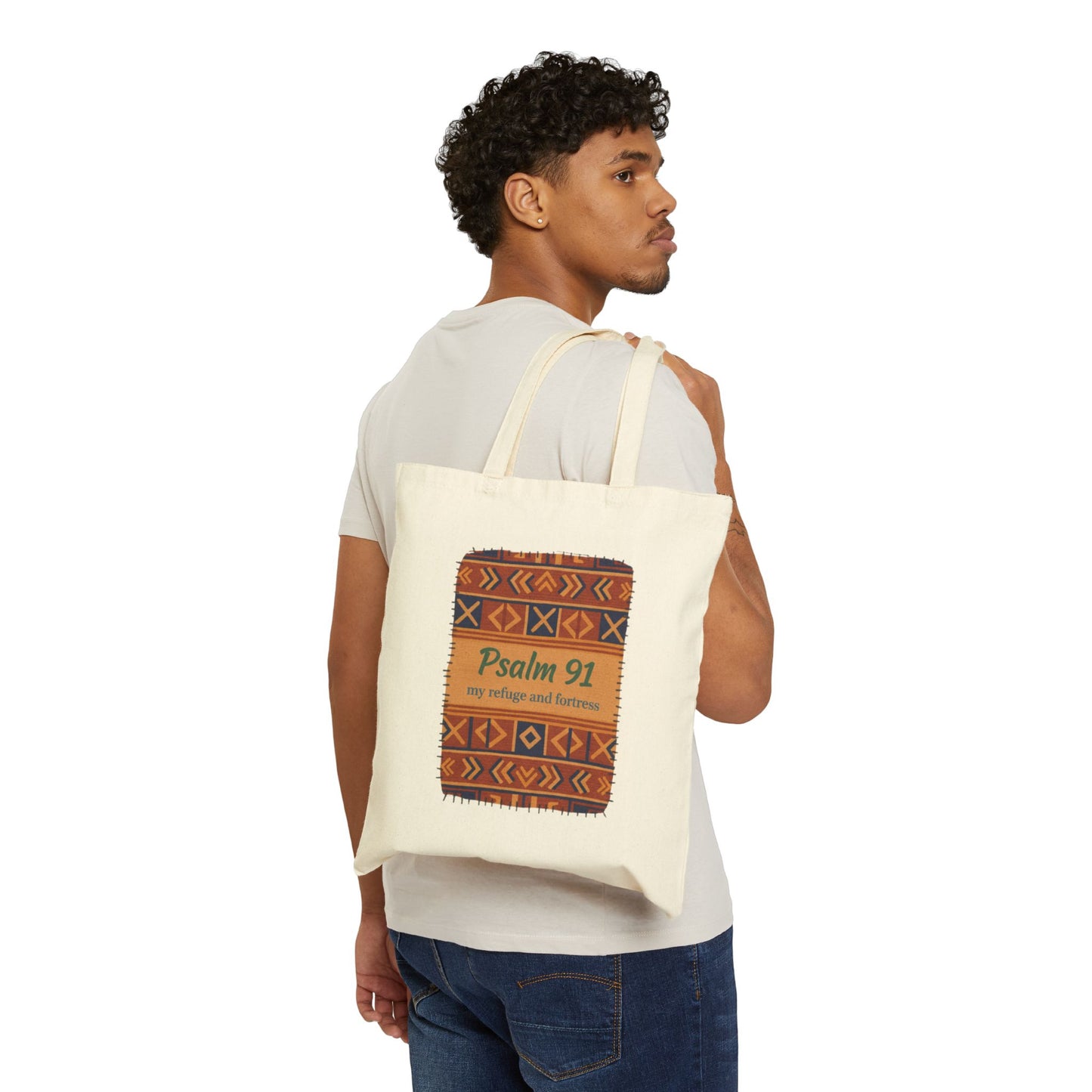 Mudcloth Indigo Motif Tote | Cotton Canvas Tote, Afro-Bohemian Tribal Pattern